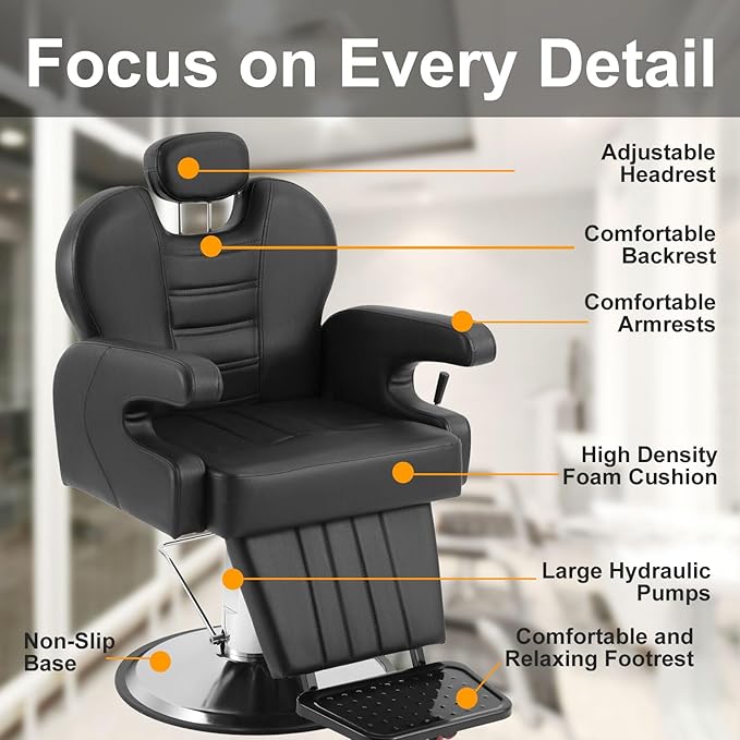 Salon Chair for Hair Stylist, 360 Degree Rotating Barber Chair Heavy Duty Hydraulic Pump Barber Chair, Spa Beauty Equipment for Hair Stylists, Tattoo Artists, Cosmetologists