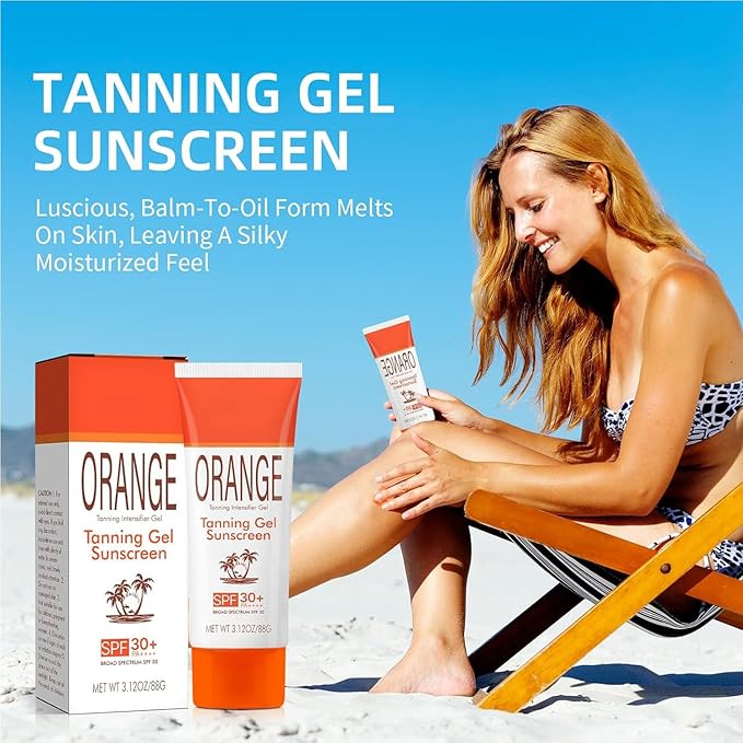 Sun Tanning Gel with SPF 30 Sunscreen, Hydrating & Moisturizing Formula Sunscreen, Travel Size Fast-Absorbing Tan Accelerator Sunscreens, Gentle Sun Protection for All Skin Types