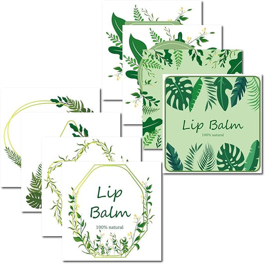 CRASPIRE Lip Balm Labels 80pcs Homemade Green）