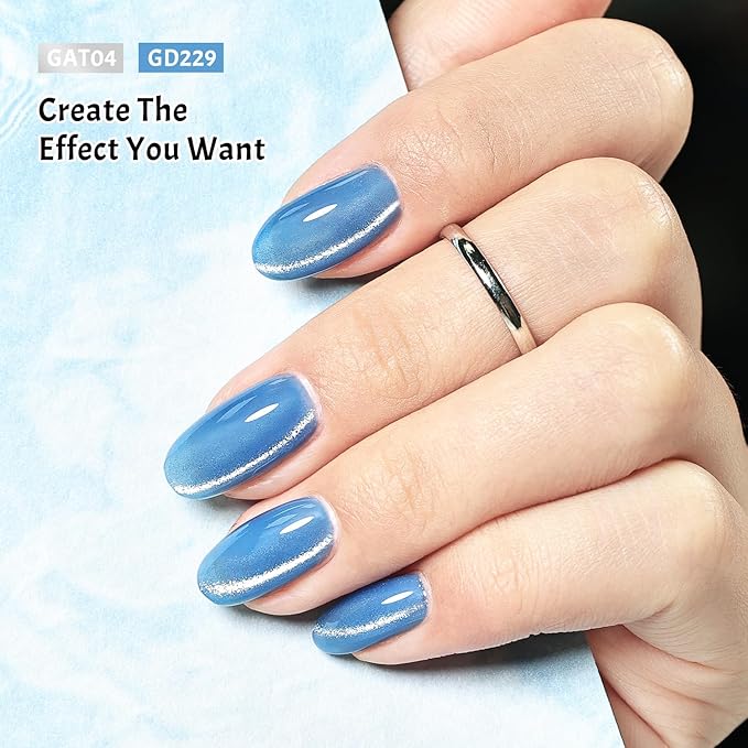 JODSONE 9 Blue Jelly Colors Gel Nail Polish Set Base Coat and Top Coat Soft Shimmery Blue Colors DIY Nail Art at Home