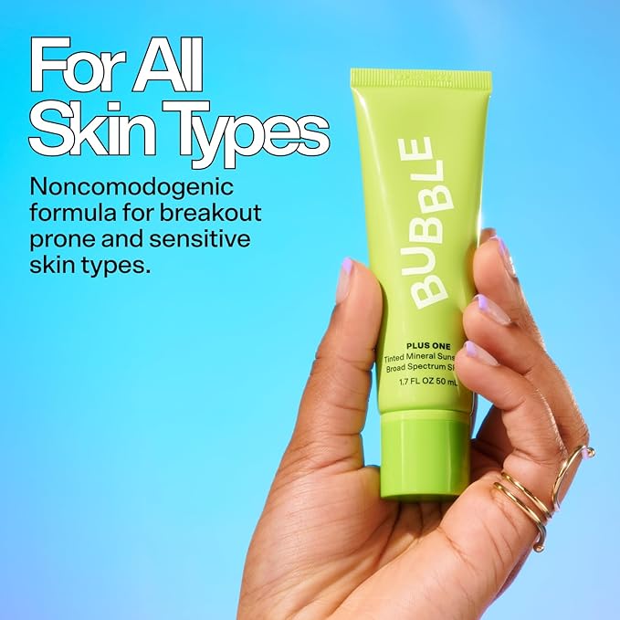 Bubble Skincare Daily Mineral Sunscreen Broad Spectrum SPF 40 - Tinted Sunscreen for Face with Zinc Oxide & Omega 3 Fatty Acids - Hydrating & Blurring Formula Suitable for All Skin Types (50ml)