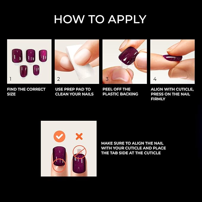 KISS colorFX by imPRESS Press On Nails , 'Before Hours', Black, Short Size, Oval Shape, Includes 30 Fake Nails, Prep Pad, Instructions Sheet, 1 Manicure Stick, 1 Mini File