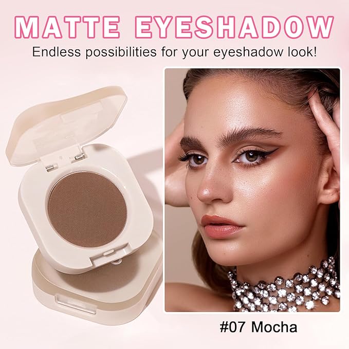 Single Eyeshadow Nude Eyeshadow Primers,Coffee Brown Eyeshadow,Ultra Fine Smooth Powder Long Lasting High Pigment Eyeshadow,Daily Korean Eyes Makeup (07 Mocha)