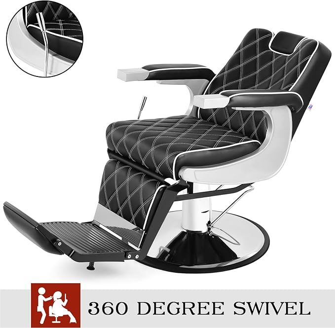 Artist hand All Purpose Barber Chair Wide Backrest Reclining Salon Chair for Hair Stylist Tattoo Chair Makeup Chair for Salon Equipment (Black)