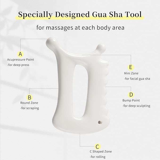 Advanced Ceramic Gua Sha Facial Tool, Skin Care for Women Men, Face Body Korean 괄사 Guasha Massage Tool Gift for Mom
