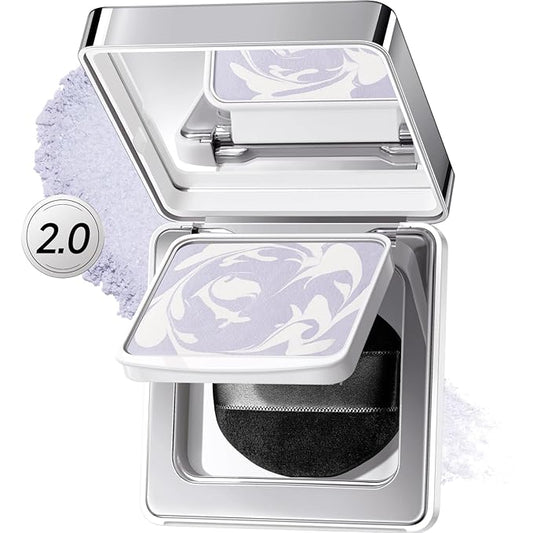 CARSLAN 2.0 Black Magnet Soft Focus Powder, Waterproof Translucent Pressed Setting Powder, 24H Longlasting Talc-Free Face Powder, Oil Control Compact Makeup,03 Blue Purple For Sensitive Skin, 0.28Oz