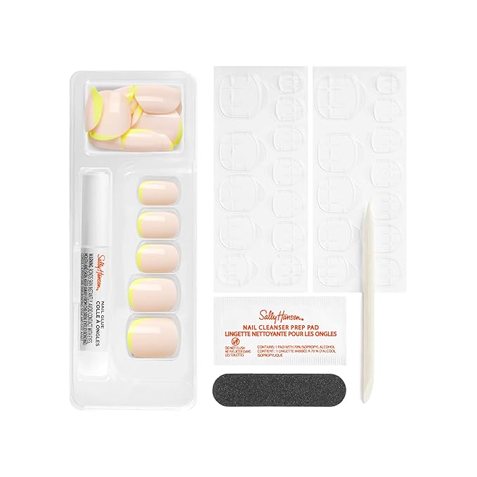 Sally Hansen Salon Effects Perfect Press-On Nails | Sq-oval Shape | Easy to Apply, Non-Damaging | 30 Nails, Nail Glue, Adhesive Tabs, File | Serves Up