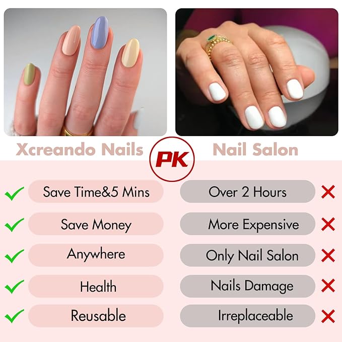 48Pcs Pink Press On Almond Nails - Medium Length, Stiletto & False Nails, Thick Natural Acrylic Gel Finish