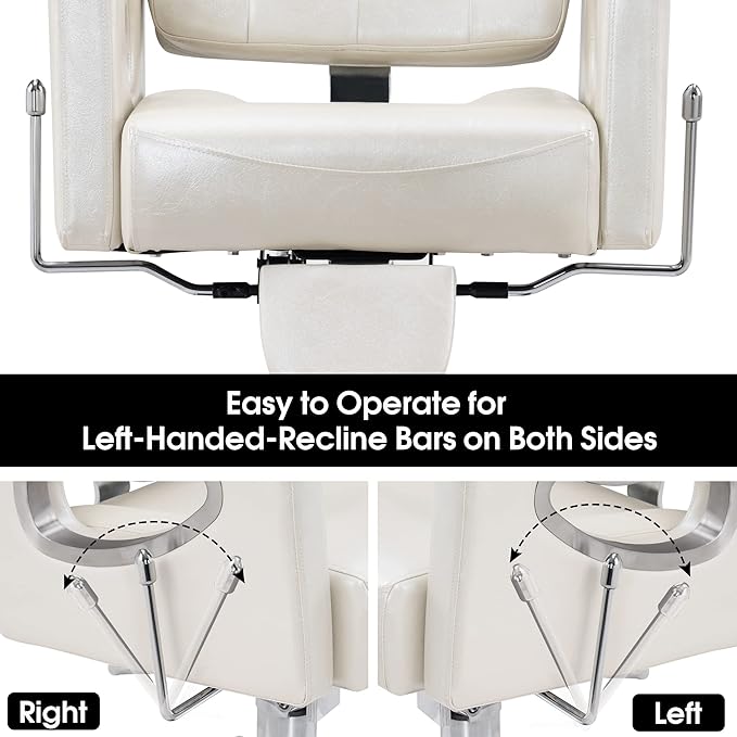 BarberPub Barber Chair Reclining Salon Chair for Hair Stylist, Antique Hair Spa Salon Styling Beauty Equipment 8132(Champagne)