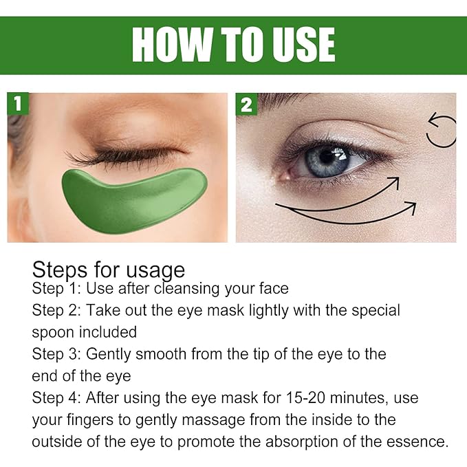 Seaweed Eye Mask, Under Eye Patches with Collagen & Hyaluronic Acid, Seaweed Eye Tightening Mask, Green Eye Gel Pads for Puffiness, Wrinkles, Dark Circles and Bags Under Eyes - 30 Pairs