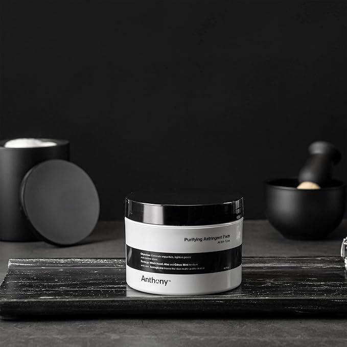 Anthony Glycolic Facial Cleanser, Normal to Oily Skin, 16 Fl Oz Purifying Astringent Toner Pads, 60 Count