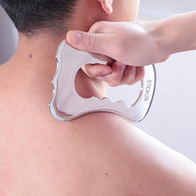 STICKON Stainless Steel Gua Sha Scraping Massage Tool IASTM Tools Great Soft Tissue Mobilization Tool (STICKON-04)