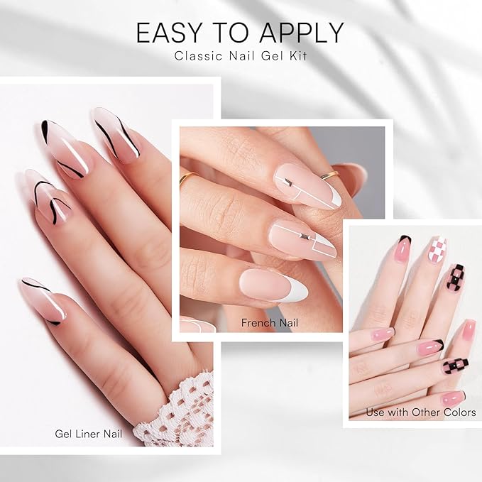 Makartt Gel Nail Polish Kit: Black White Nail Polish Set Noir & Blanc Soak Off Nail Gel Polish LED Required UV Gels Polish Kit Black Nails White Gel Paint for Nail Art Salon Home DIY 2Pcs