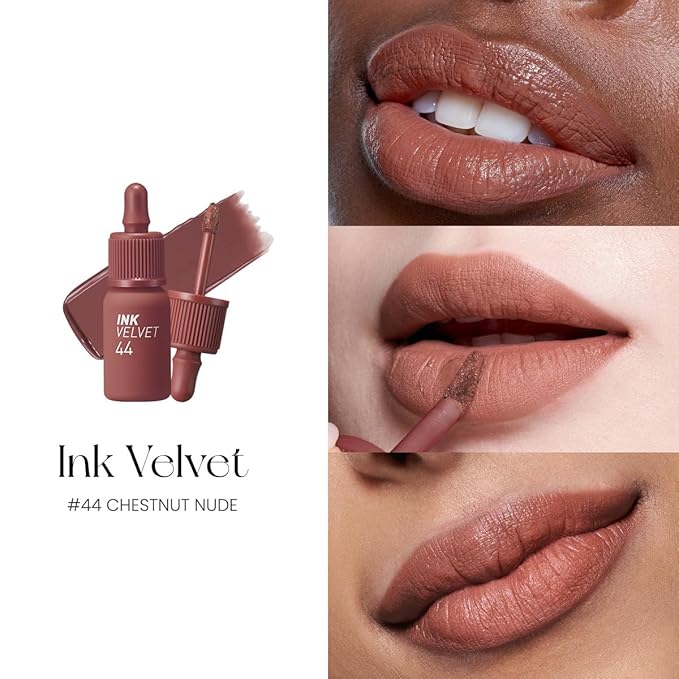 Peripera Ink the Velvet Lip Tint - High Pigment Color, Longwear, Weightless, Not Animal Tested, Gluten-Free, Paraben-Free (044 CHESTNUT NUDE)