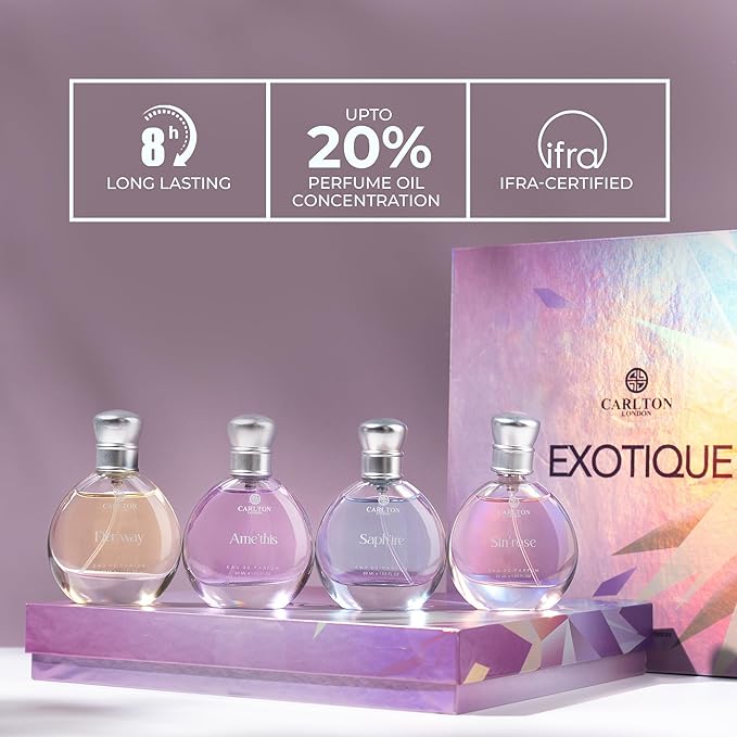 Exotique Gift Set Of 4 Premium Perfume Liquid- 30Ml Each I Orange, Cedar, Honey And Rose Fragrance I Luxury Edp Perfume For Girls And Ladies, Best Gift Set For Women