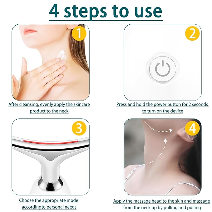 Face and Neck Massager Tool, 7-in-1 Color Red-Light-Therapy Wand for Skin Care