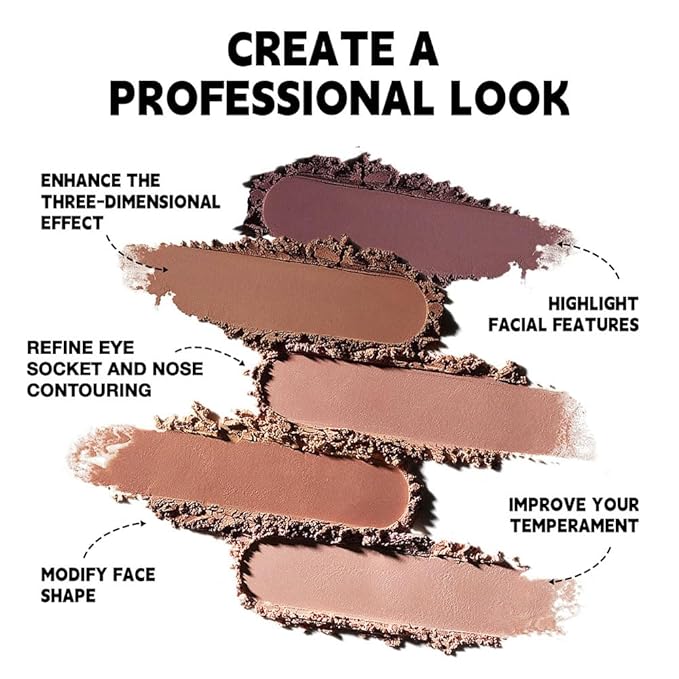 Natural Matte Neutral Brown Cream Contour Palette – Lightweight, Blendable Monochrome Powder, Base for All Skin Tones, Face Makeup for Women & Men, Vegan,Cruelty-Free, Paleta de Contorno en Crema Mate