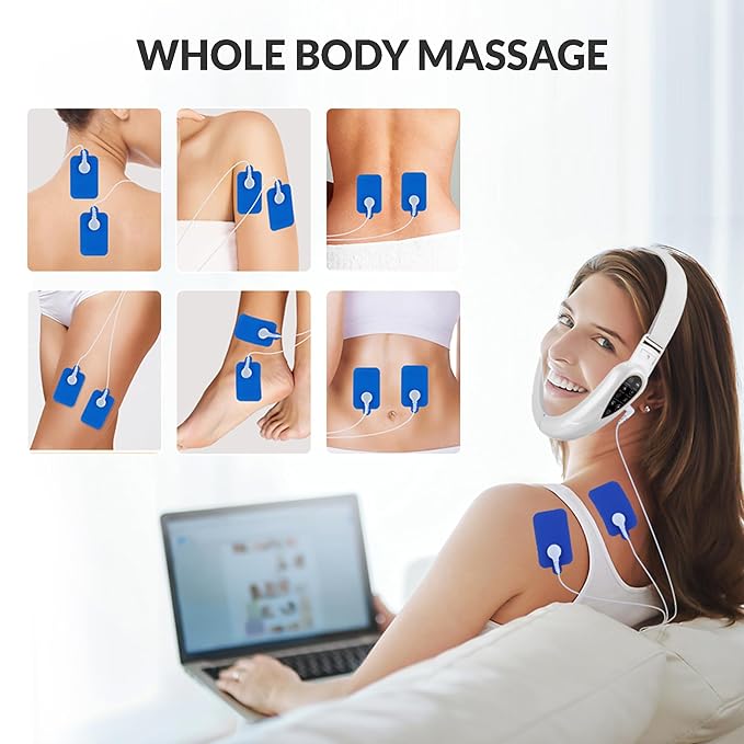 Electric Double Chin 4-in-1 Massager Machine, V-Face Jawline Sculpting Device with 5 Modes for Women