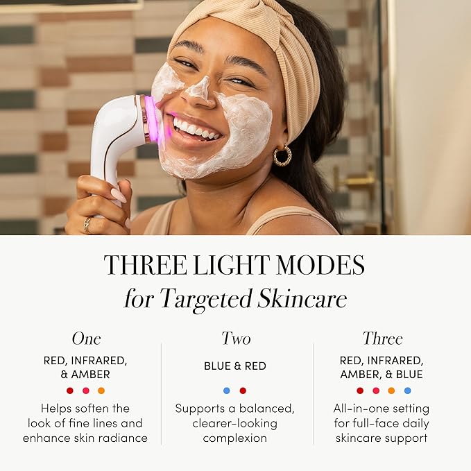 reVive Light Therapy Lux Collection Soniqué Cleanser, Sonic Face Cleanser Brush with Medical-Grade Red Light Therapy for Face, Water-Resistant