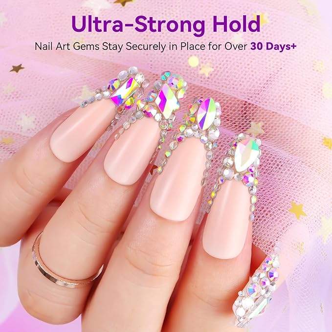 Makartt Rhinestone Glue for Nails 12PCS 30ML, Super Strong Gel Adhesive for Nail Salon, 3D Nail Art, Gem Jewelry & Nail Charm Decoration