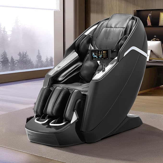 VEVOR 4D+3D Full Body Massage Chair - SL Track, AI Voice Control, Electric Extendable Footrest, Yoga Stretch, TFT Touchscreen, Home Relaxation