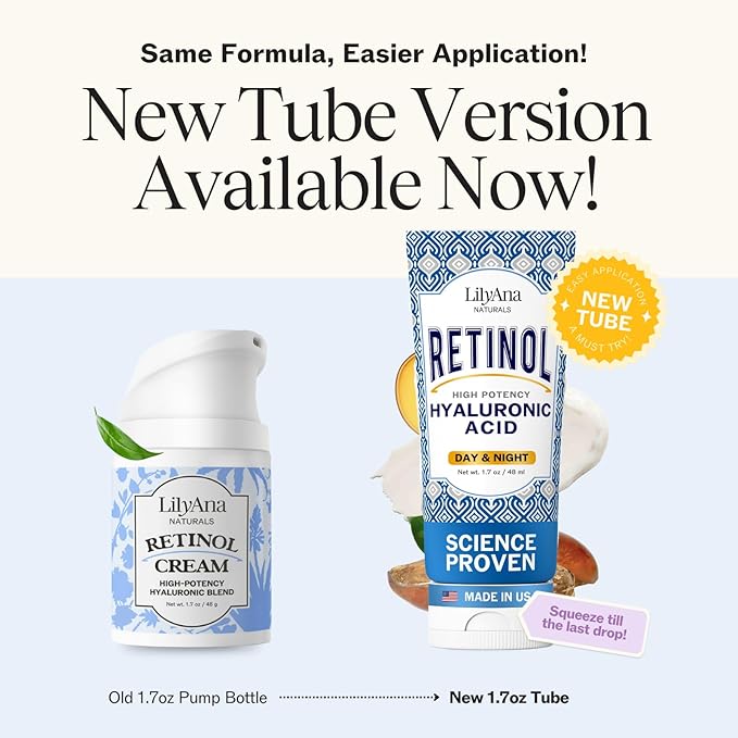 LilyAna Naturals Anti Aging Retinol Face Cream for Women – Wrinkle & Neck Cream for Firming, Retinol Moisturizer for Face with Hyaluronic Acid, Hydrating Night Cream for Fine Lines, Collagen Boost