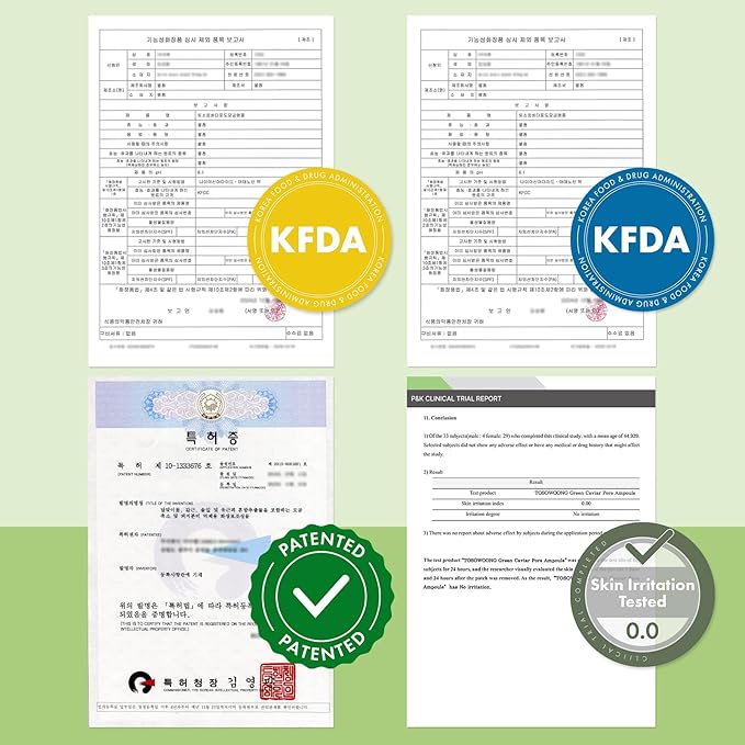 Green Caviar Pore Ampoule With 2,500ppm Green Caviar, Niacinamide, Pore Minimizer, Hydrating, Firming, Pore Tightening, Reduces Pores, Korean Skin Care, 33ml, 1.11 fl.oz.