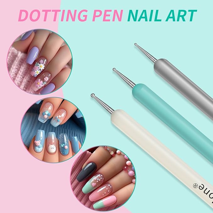 Artdone Nail Dotting Tools Double-ended Nail Art Brushes Kit Nail Art Gel Polish Liner Brushes Design Pen For Nail Drawing And Nail Paint Brushes Small Detail Brushes