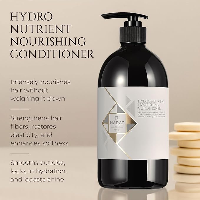 HADAT Hydro Nutrient Nourishing Conditioner – Professional Salon Formula with Biotin, Sea Minerals & Coconut Oil – Deep Moisture, Shine & Restoration for Dry, Damaged or Frizzy Hair (27.05 Fl oz)