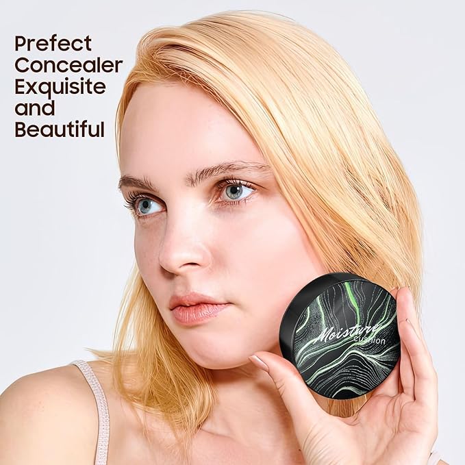 Mushroom Head Air Cushion CC Cream - BB Cream Long-Lasting Color Changing Foundation, Full Coverage Concealer for Older Women, Moisturizing & Brightening Foundation for Mature Skin Makeup (Ivory)