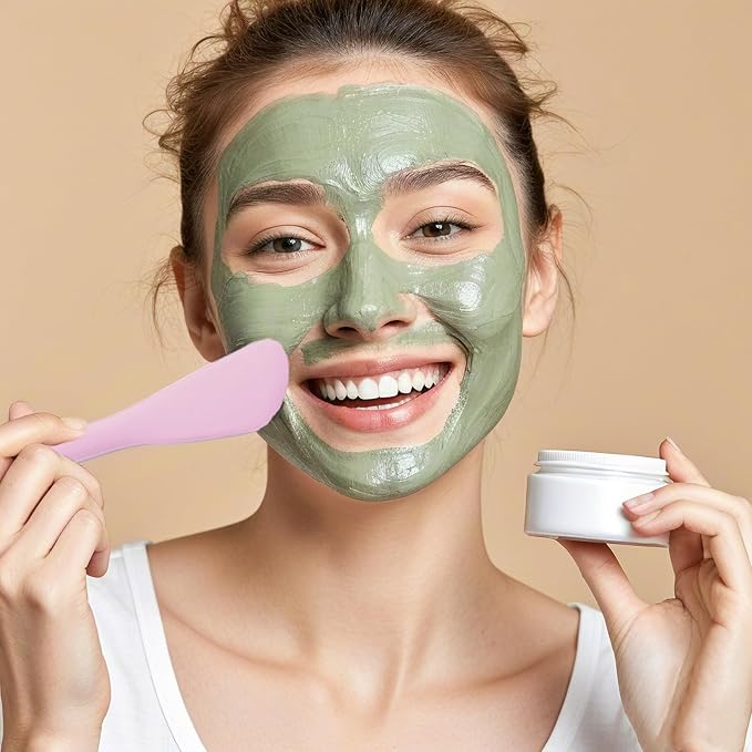 Pore Scrubber, Double-End Silicone Face Mask Brush Silicone Face Scrubber, 2Pcs Soft Mask Applicator Tool for Facial Mud,Facial Cleansing Brushes for Makeup Skincare Removal, Pink and Grey