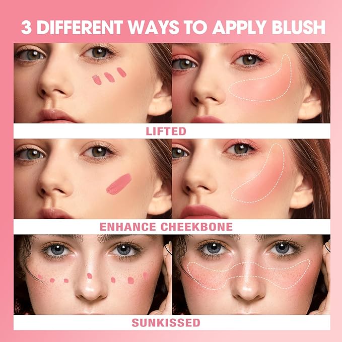 Jolilab Liquid Blush - High Pigment, Long - Lasting, Buildable Color for a Natural Glow（#1+2+3）