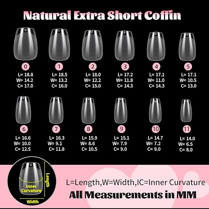 600PCS Extra Short Coffin Soft Gel Nail Tips, SINOKAME Wide Nail Tips Extra Short Clear Glue ON Acrylic Press On Fake Nails, Soak off Gel Nail Extension DIY Home Salon,12 Sizes