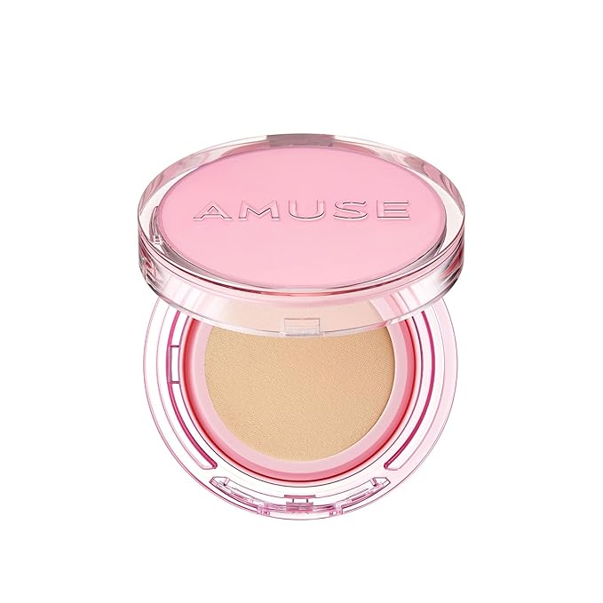 Amuse SEOUL DEW POWER VEGAN CUSHION FOUNDATION (02 HEALTHY) | Dewy, glow, long-lasting, double coverage, clean beauty, lightweight, natural look, foundation for sensitive skin, hydrating cushion