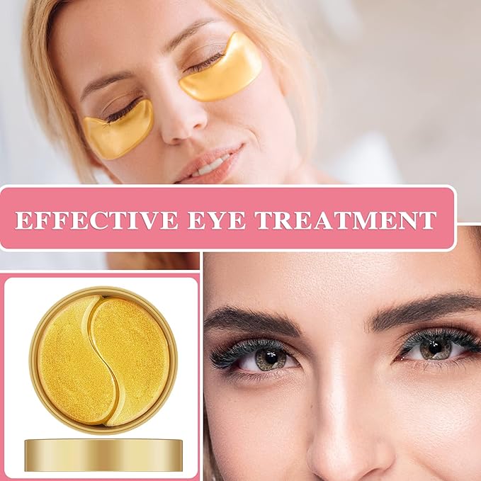 Under Eye Patches for Puffy Eyes & Dark Circles Treatments- 30 Pairs - Moisturizing Eye Mask for Reducing Fine Line,Hydrating Under Eye Pads,Improve Smooth Wrinkles and Under Eye Bags(Gold)