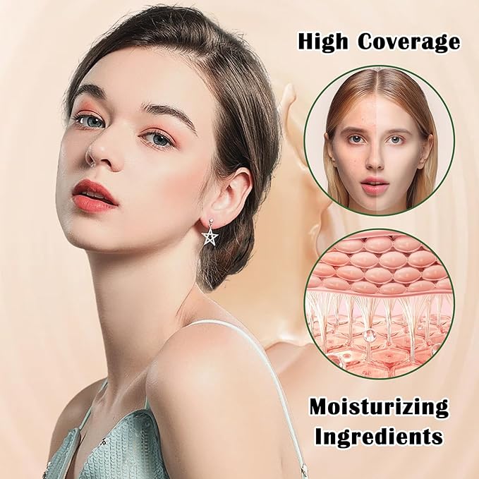 2PCS Air Cushion CC Cream Mushroom Head Foundation,Full Coverage Liquid Makeup Foundation,Oil Control Long Lasting Moisturizing BB Cream Foundation Makeup,Matte Concealer for All Skin Types(Natural)