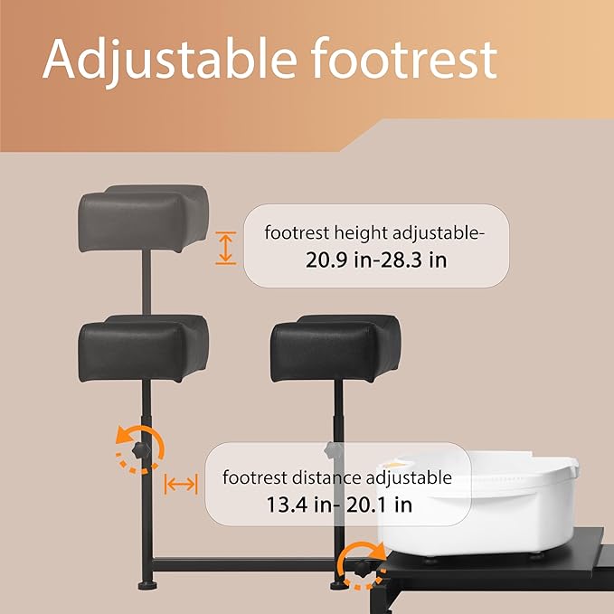 Pedicure Chair with Massage Foot Bath for Nail Tech and Foot Bath, Pedicure Chair 360 ° Rotation Height Adjustable Pedicure Unit Station (450KouNew)