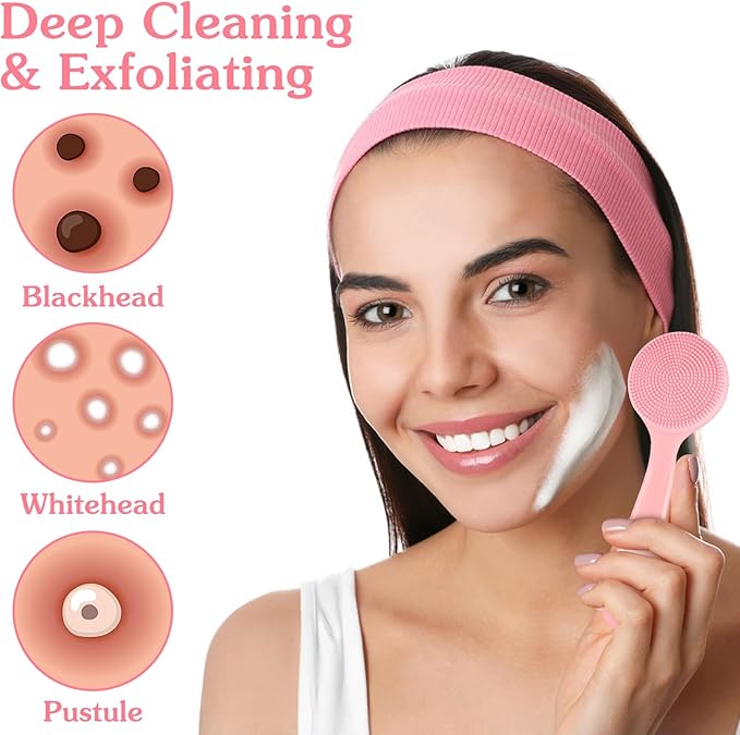 3 Pack Face Brush Silicone Facial Cleansing Brush, Manual Face Scrub Brush Skin Friendly Soft Facial Brushes Waterproof Exfoliating Brush Face Cleaner Brush for Women, Makeup Residues Removal