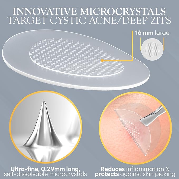 Microdart Acne Patch, Zit Patches for Cystic Acne Overnight Care, Cystic Acne Coverage, Pimple Patches Microdart Technology - Salicylic & Hyaluronic Acid (24 Count)