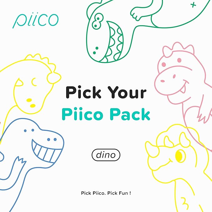 Piico Unflavored Kids Floss - No Fluoride Dual Line Dental Floss Picks - Fun Oral Care in Colorful Floss Sticks Design - Kids Flossers Prevent Tooth Decay & Gum Disease - 240 Count Dino & Travel Case
