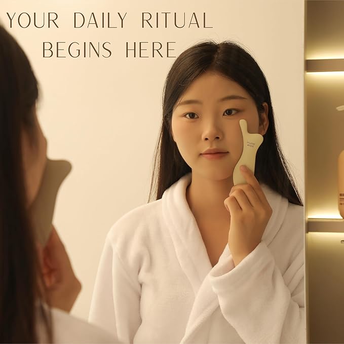 4-in-1 Gua Sha Facial Sculpting Tool – Face & Jawline Massager for Lymphatic Drainage, Circulation & Tension Relief – Premium Facial Massage Tool with Travel Pouch