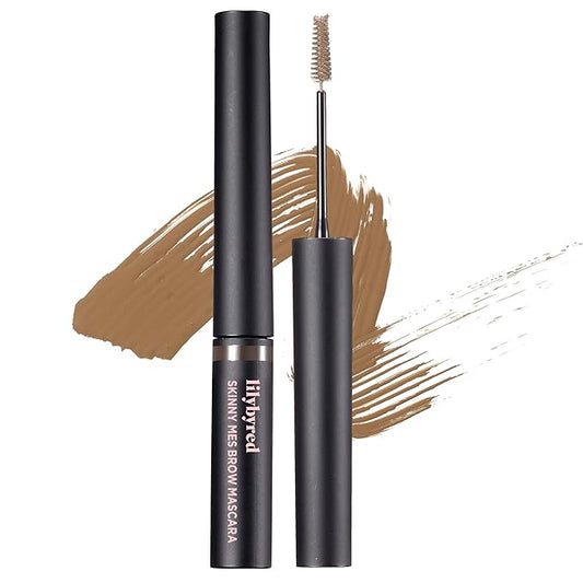 lilybyred Skinny Mes Brow Mascara | Korean 1.5mm Ultra-Slim Brush Eyebrow Mascara, Precision Application, Natural-Looking Finish, Smudge-Proof, Clump-Free, Long-Lasting, 0.12 oz. (04 Gray Brown)