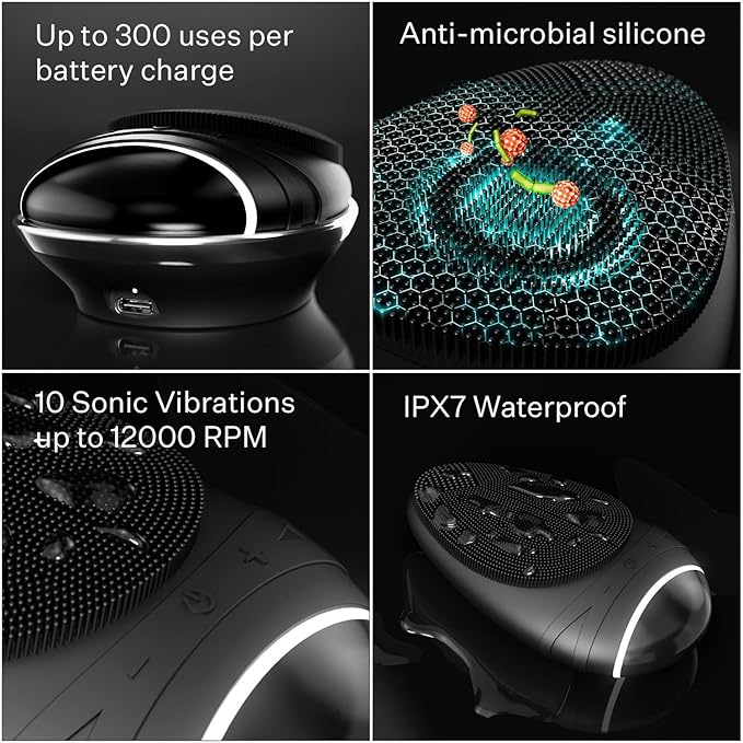 douxds The King Set, FLEX™ Pro Vibrating Face Brush, WAR™ Charcoal Facial Wash, PRIME™ Vitamin Face Quench, CRUSH™ Instant Bump Serum, MIRO™ Towel, 5-In-1 Skincare Set, Acne Treatment