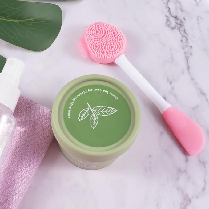 Silicone Face Exfoliator Scrubber, Face Mask Brush Applicator, Facial Cleansing Brush for Blackhead Skin Care, Makeup, Mud, Body Lotion, DIY Mask for Women -Pink