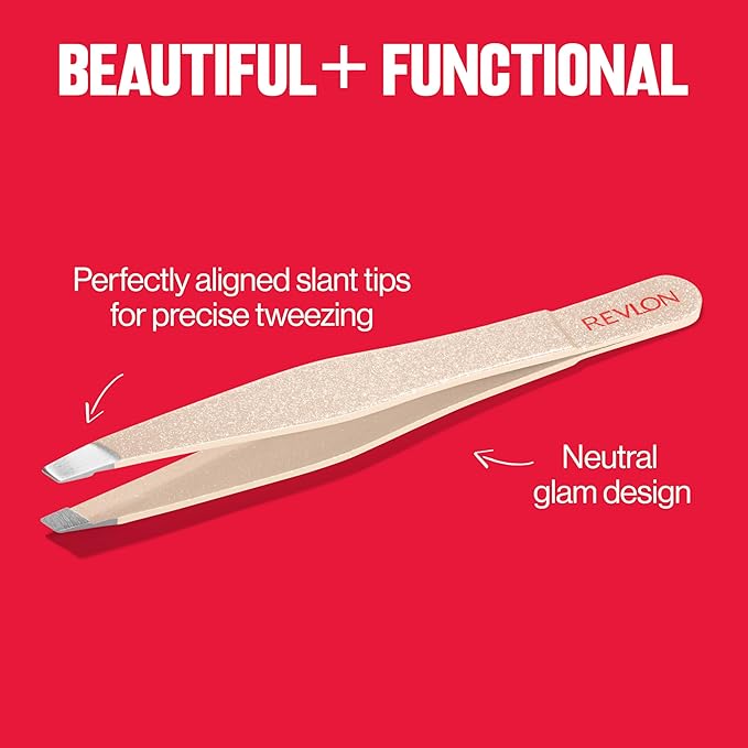 Revlon Designer Series Slant Tweezer, High Precision, Made With Long Lasting Stainless Steel, 1 Count