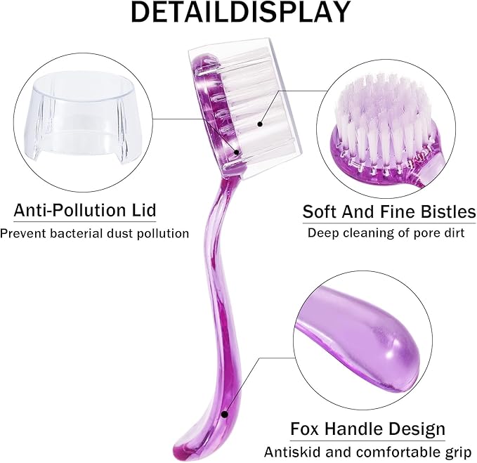 4 Pack Facial Cleansing Brush, Beomeen Face Scrubber Exfoliating Brush Face Wash Scrub Exfoliator for Skin Care, Makeup Removal,Purple