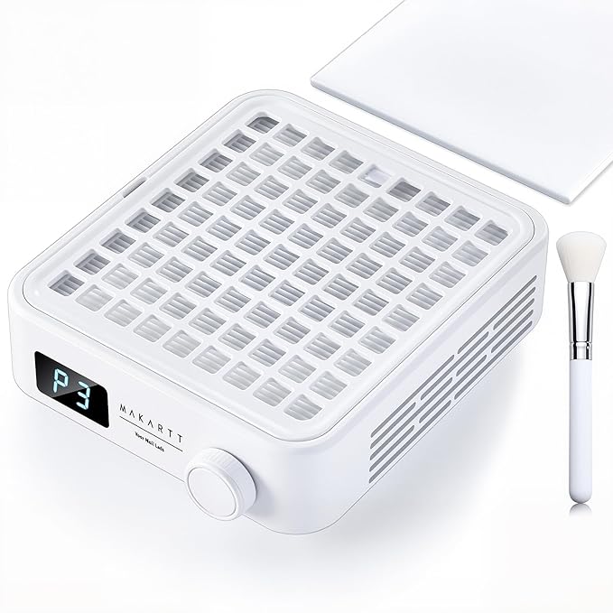 Makartt Professional Nail Dust Collector – Powerful Dust Collector Nail Tech Quite Suction Machine for Acrylic Nails Manicure & Pedicure Salon & Home Use Includes 10pcs Filters & Dust Brush