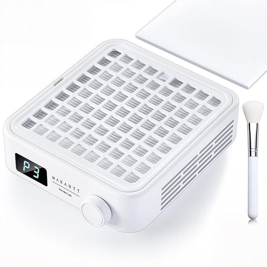 Makartt Professional Nail Dust Collector – Powerful Dust Collector Nail Tech Quite Suction Machine for Acrylic Nails Manicure & Pedicure Salon & Home Use Includes 10pcs Filters & Dust Brush