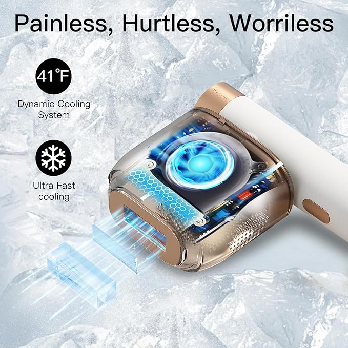 Laser Hair Removal, BoSidin IPL Hair Removal with Painless Ice-Cooling, 2-in-1 Face SR Rejuvenation, 6+1 Modes, 6 Levels Hair Removal for Women Permanent, Laser Hair Removal Kit with Shaver, Goggles