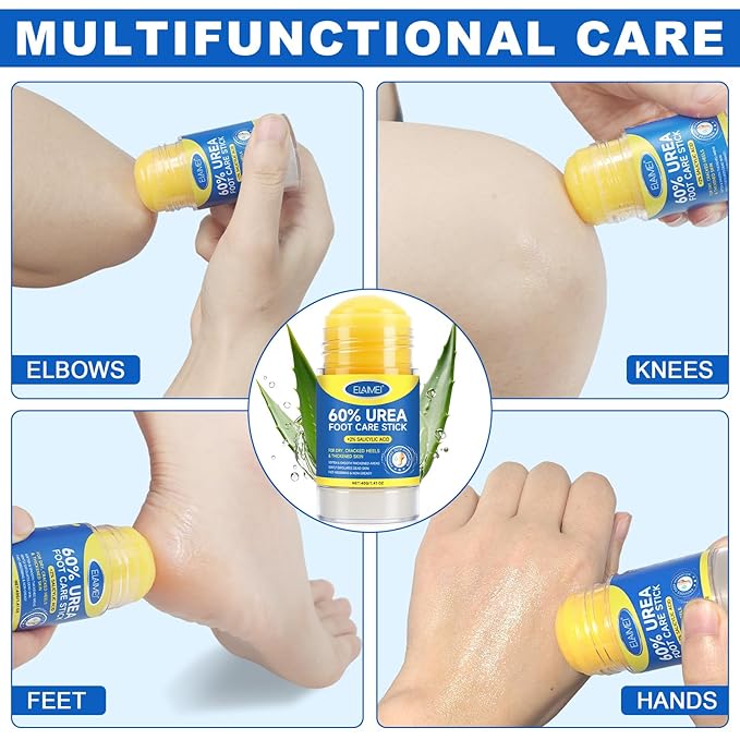 Bieyoc 60% Urea Cream with 2% Salicylic Acid, Urea Foot Cream Stick for Cracked Heels, Calluses and Rough Skin, Portable Foot Balm Stick No-Mess Applicator,1.41oz